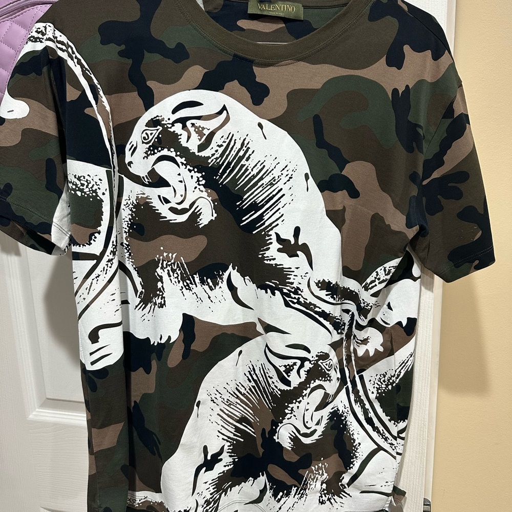 Valentino Green and Brown Camouflage T-Shirt